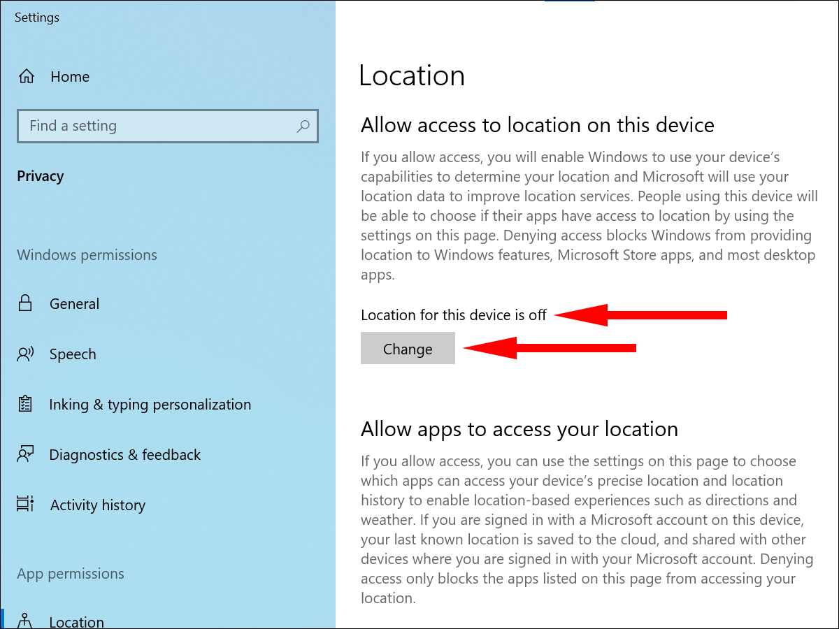 Location for this device Location for this device