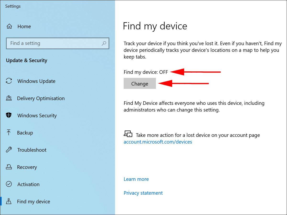 Find My Device Change Find My Device Change