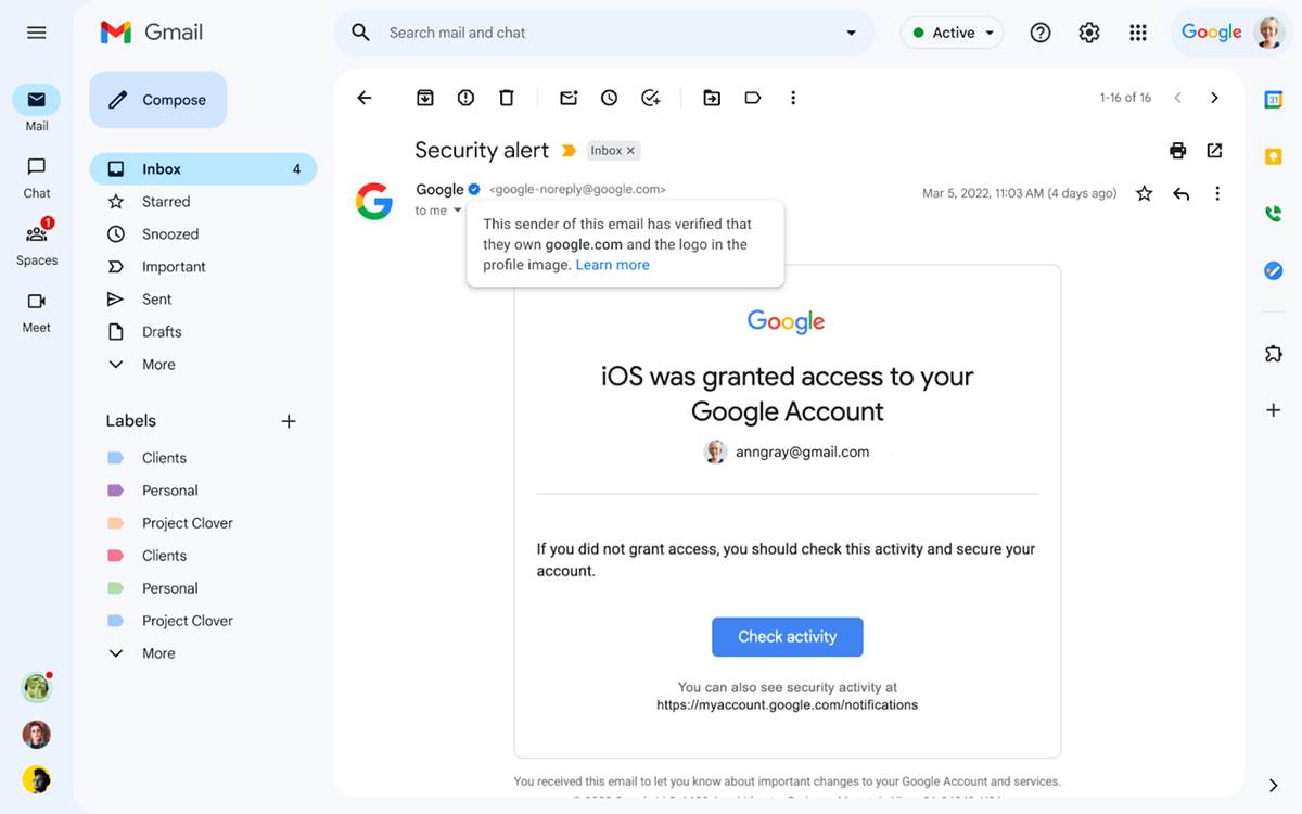 Gmail BIMI plava kvačica Gmail BIMI plava kvačica