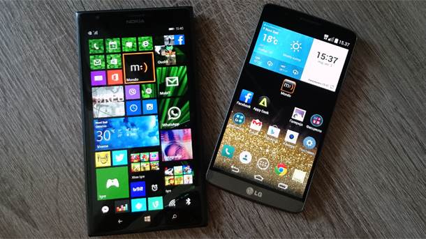  Nokia Lumia 1520 i LG G3 (Windows Phone i Android). 