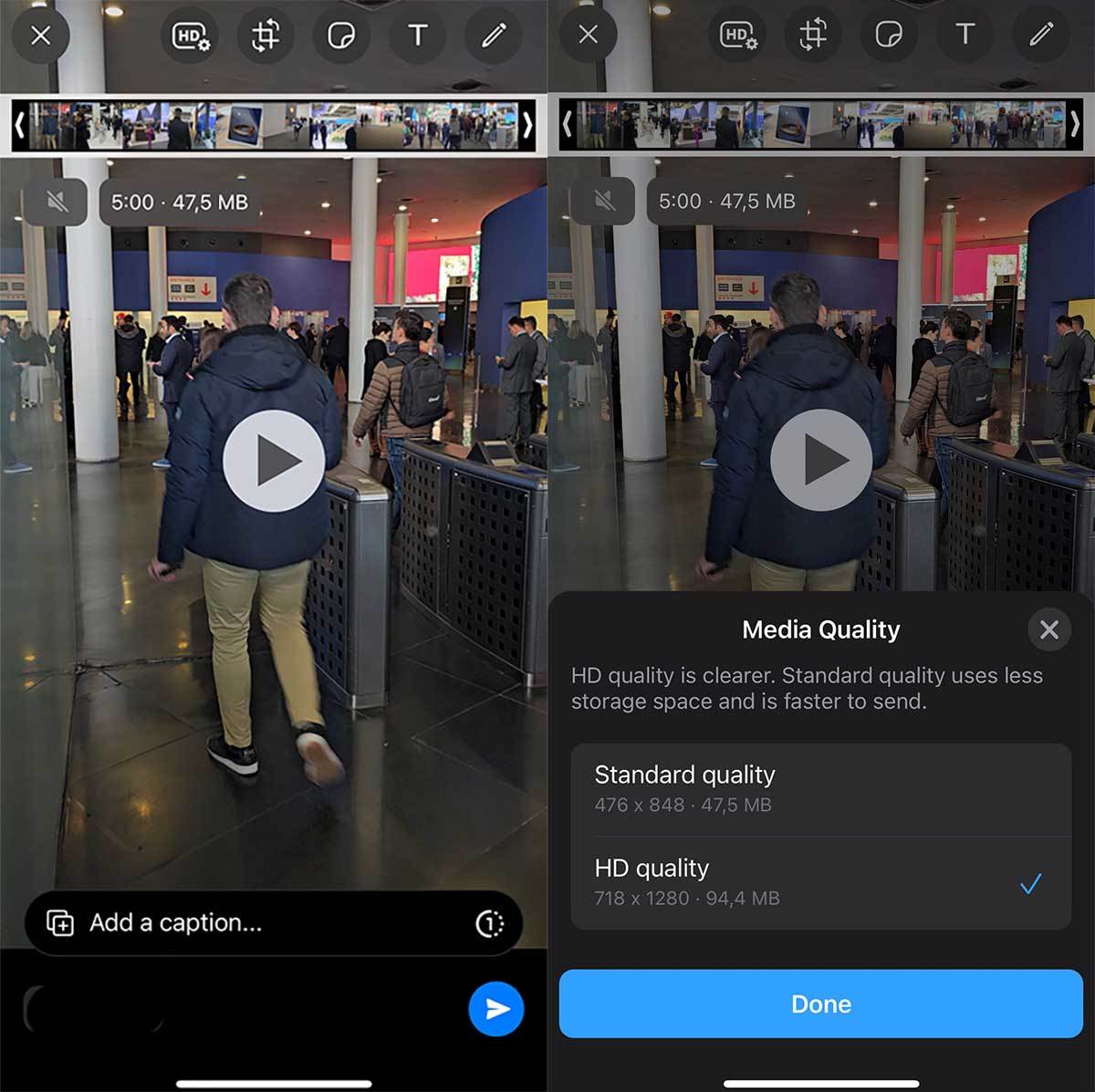 Primer slanja HD videa u WhatsApp   Primer slanja HD videa u WhatsApp