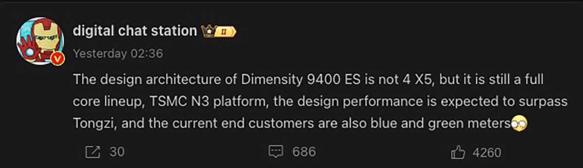 Dimensity 9400 Weibo Dimensity 9400 Weibo