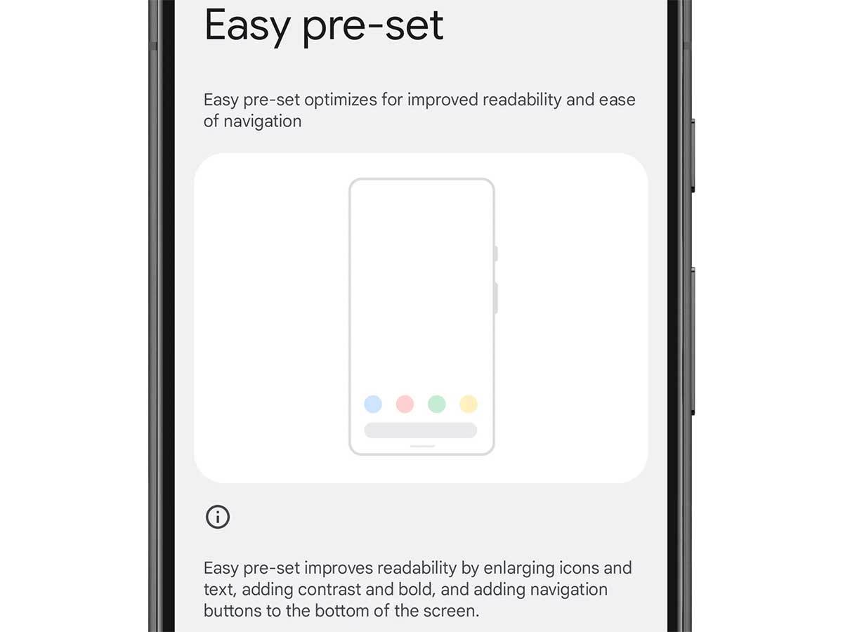  Android Easy pre-set režim 