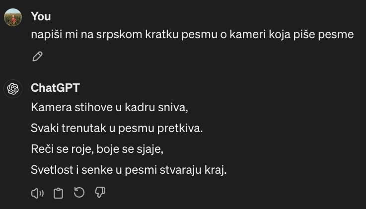 Pesma o kameri koja piše pesme Pesma o kameri koja piše pesme