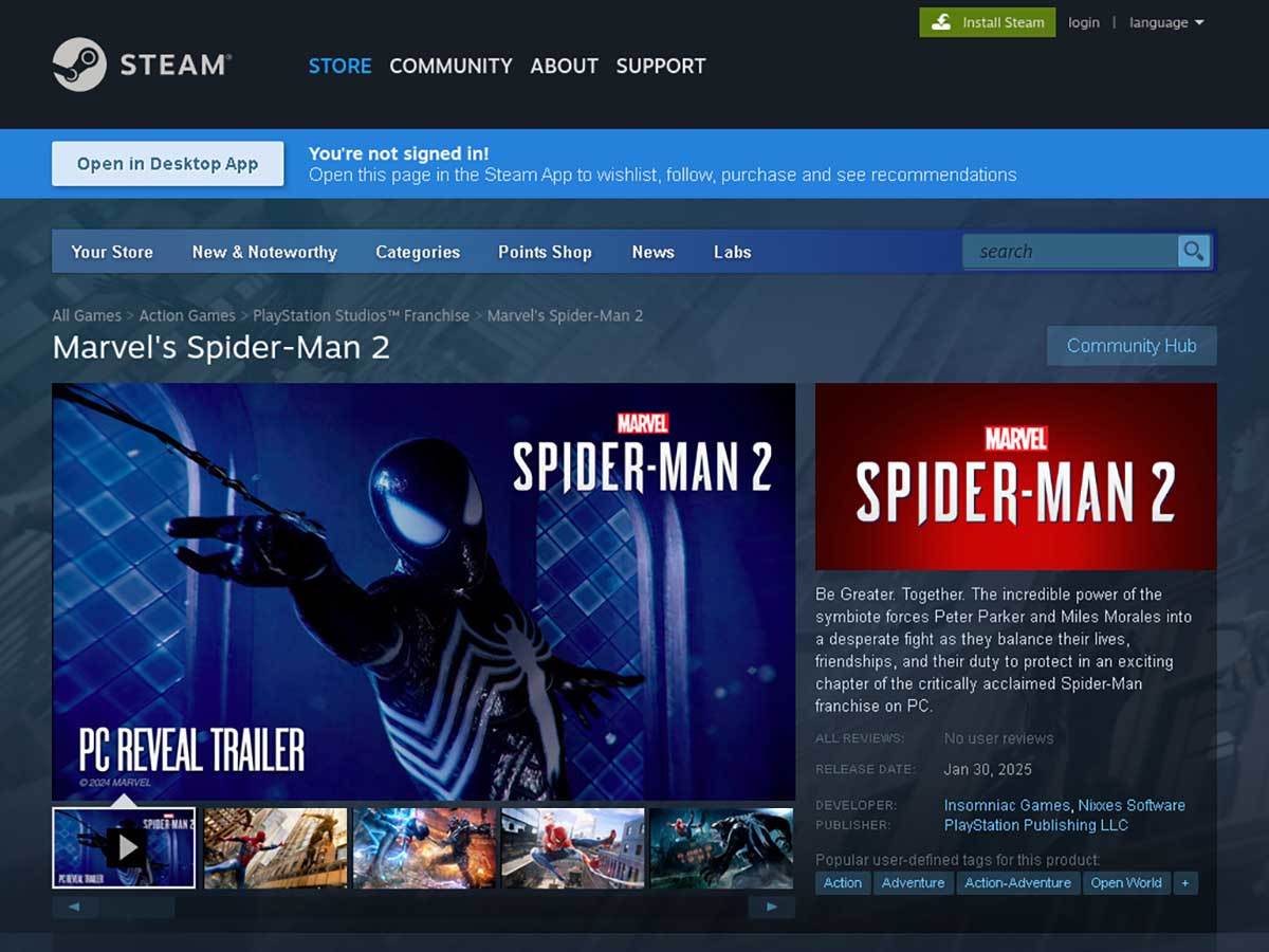 Spider-Man 2 Steam listing   Spider-Man 2 Steam listing
