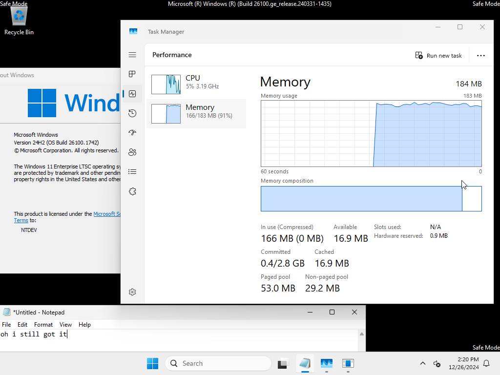 Windows 11 184 MB RAM Windows 11 184 MB RAM