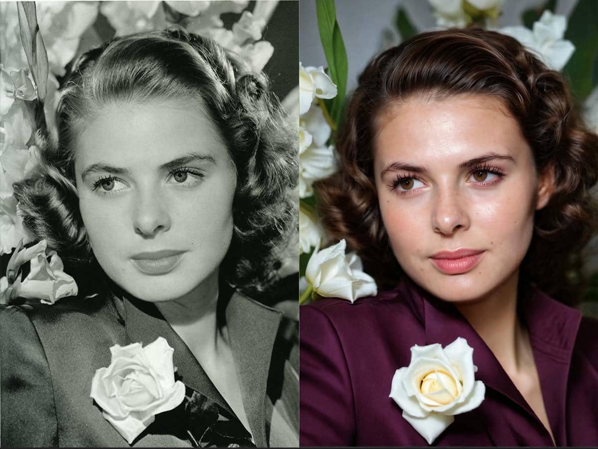 Ingrid Bergman pre i posle AI obrade   Ingrid Bergman pre i posle AI obrade
