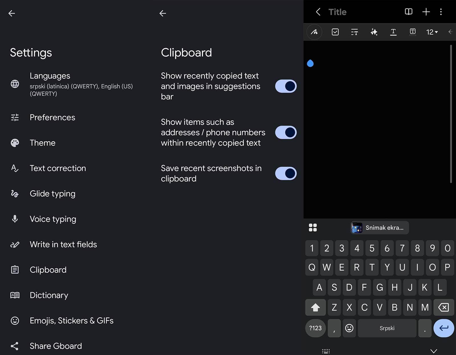 Gboard clipboard snimak ekrana Gboard clipboard snimak ekrana