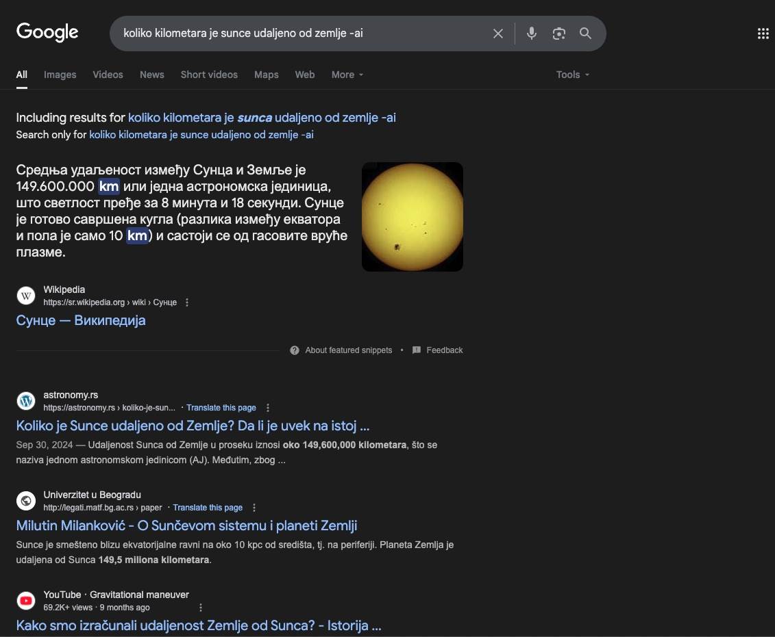  Google pretraga bez AI Overview 
