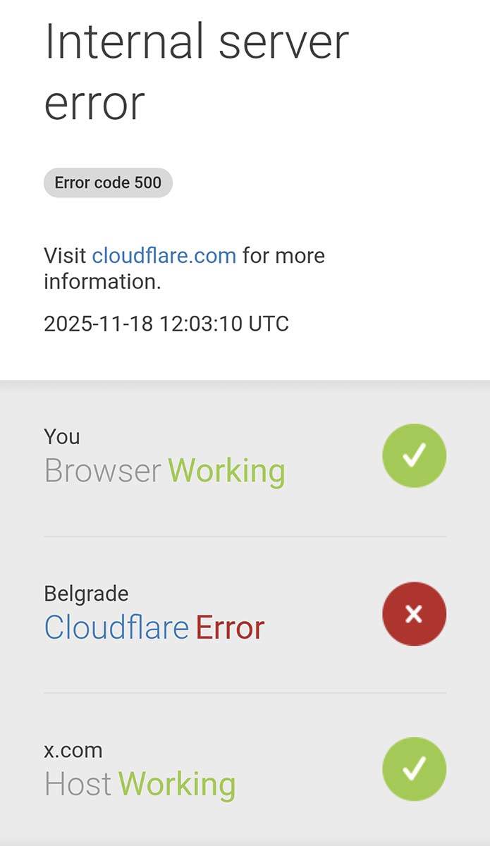  Cloudflare error 500 