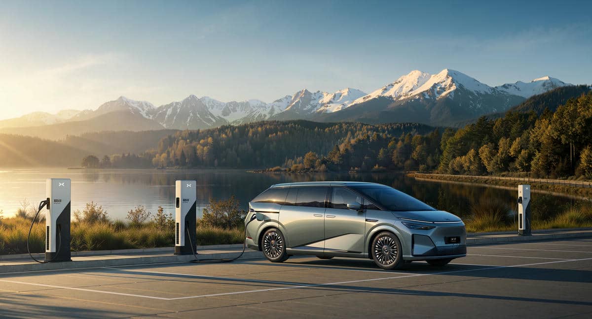  XPeng X9 PowerX EREV minivan na punjaču 