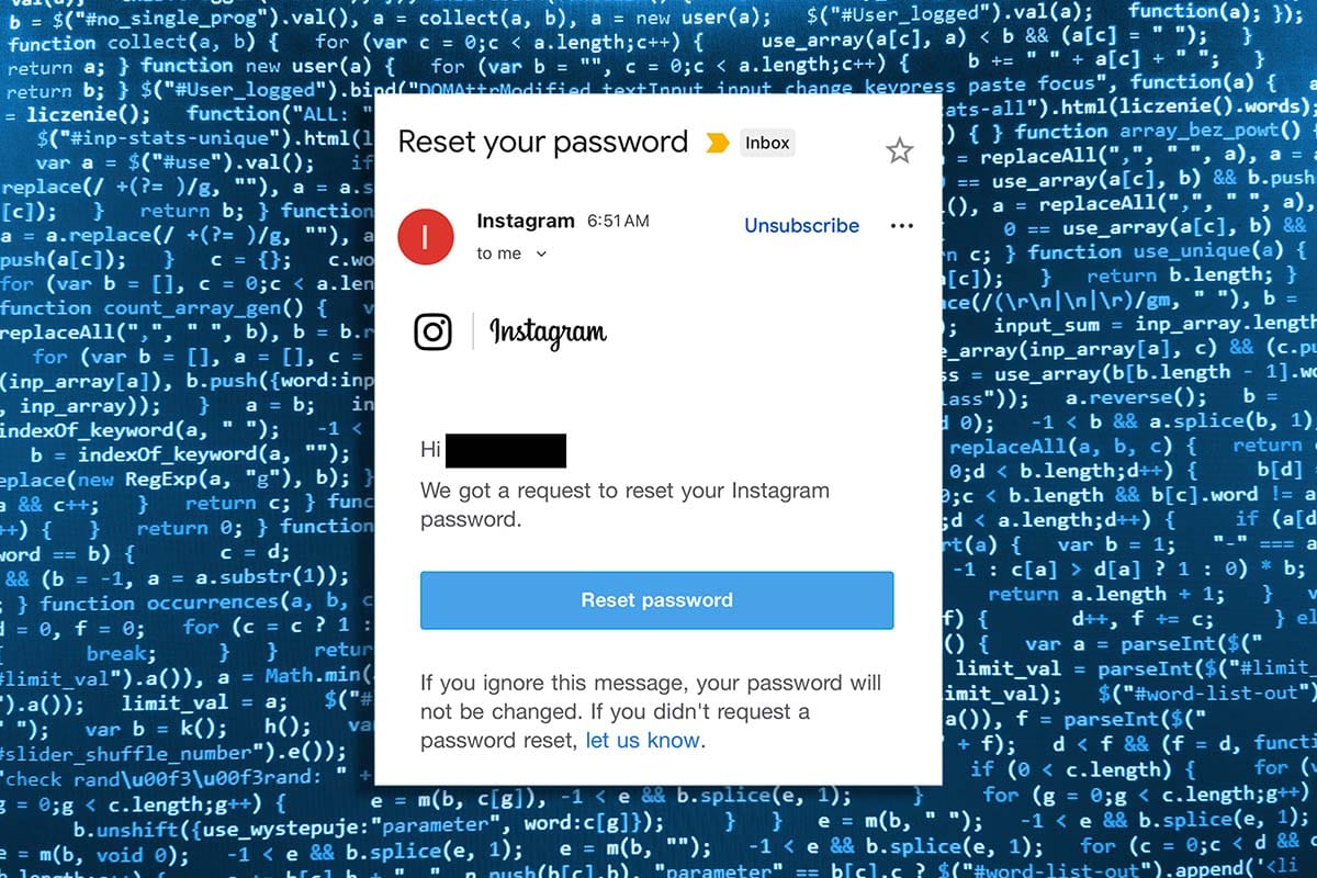  Instagram mejl za resetovanje lozinke 