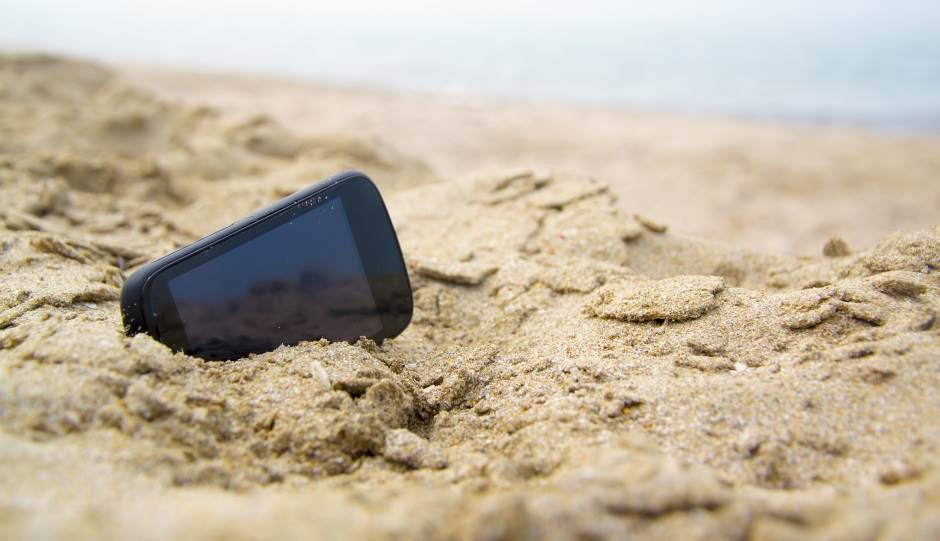  telefon, plaža, more, pesak 