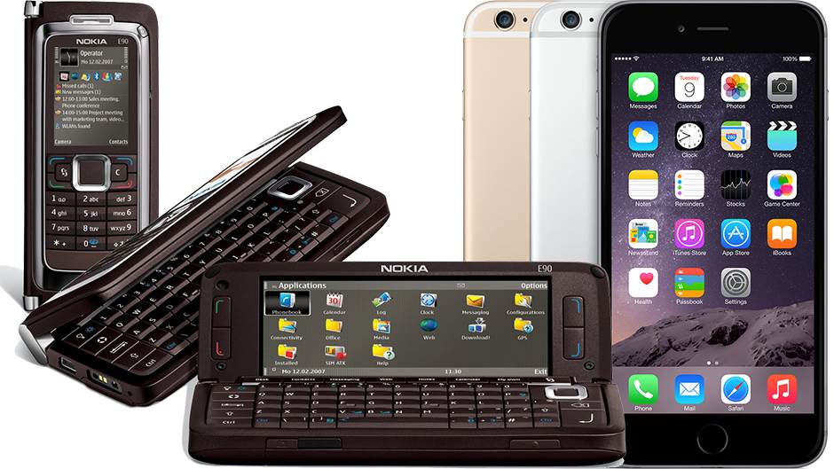  Nokia E90 Communicator i iPhone 6S. 