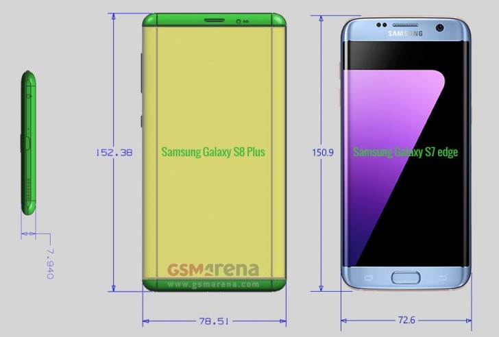  S8 Plus, S8, Samsung Galaxy S8 dimenzije ekranai telefona 