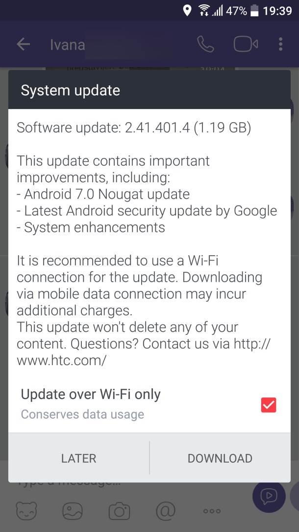 HTC 10, Android Nougat 