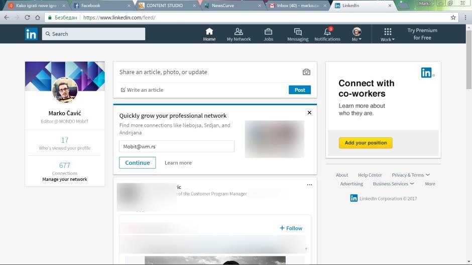   - LinkedIN/MONDO portal 