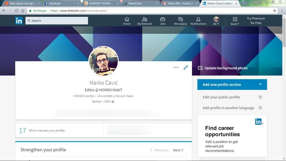   - LinkedIN/MONDO portal 