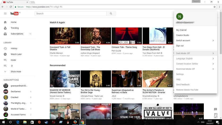   - Printscreen/YouTube 