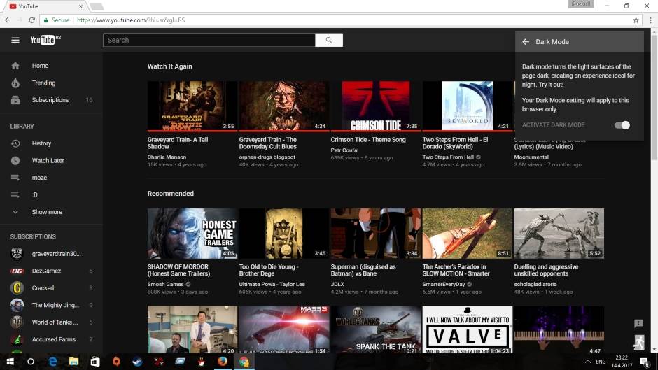   - Printscreen/YouTube 