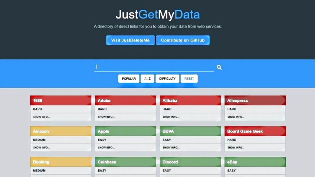   - MONDO / JustGetMyData.com 