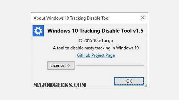  Windows Tracking Disable Tool, MajorGeeks, GitHub, 10se1ucgo 