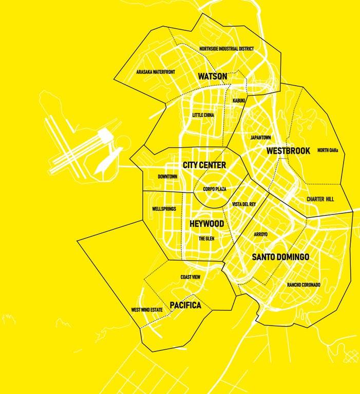  mapa night city noćni grad cyberpunk 2077 map (mobit) 