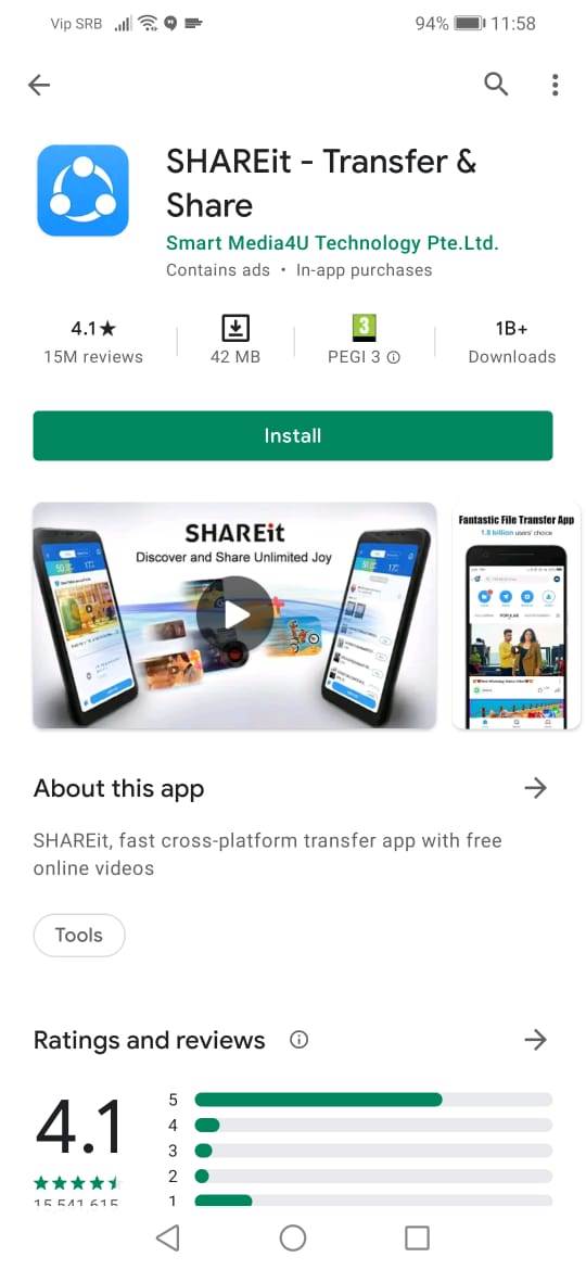   - Mondo / Google Play Store/ SHAREit 