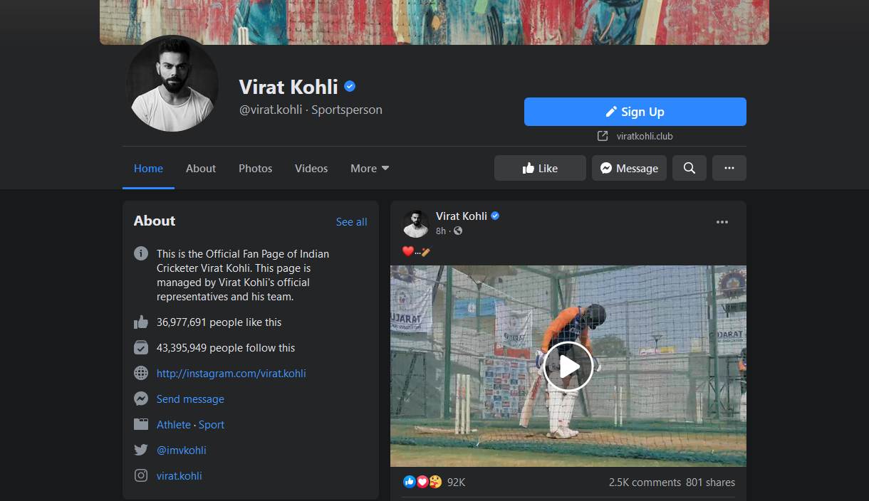   - MONDO / Facebook / @virat.kohli 
