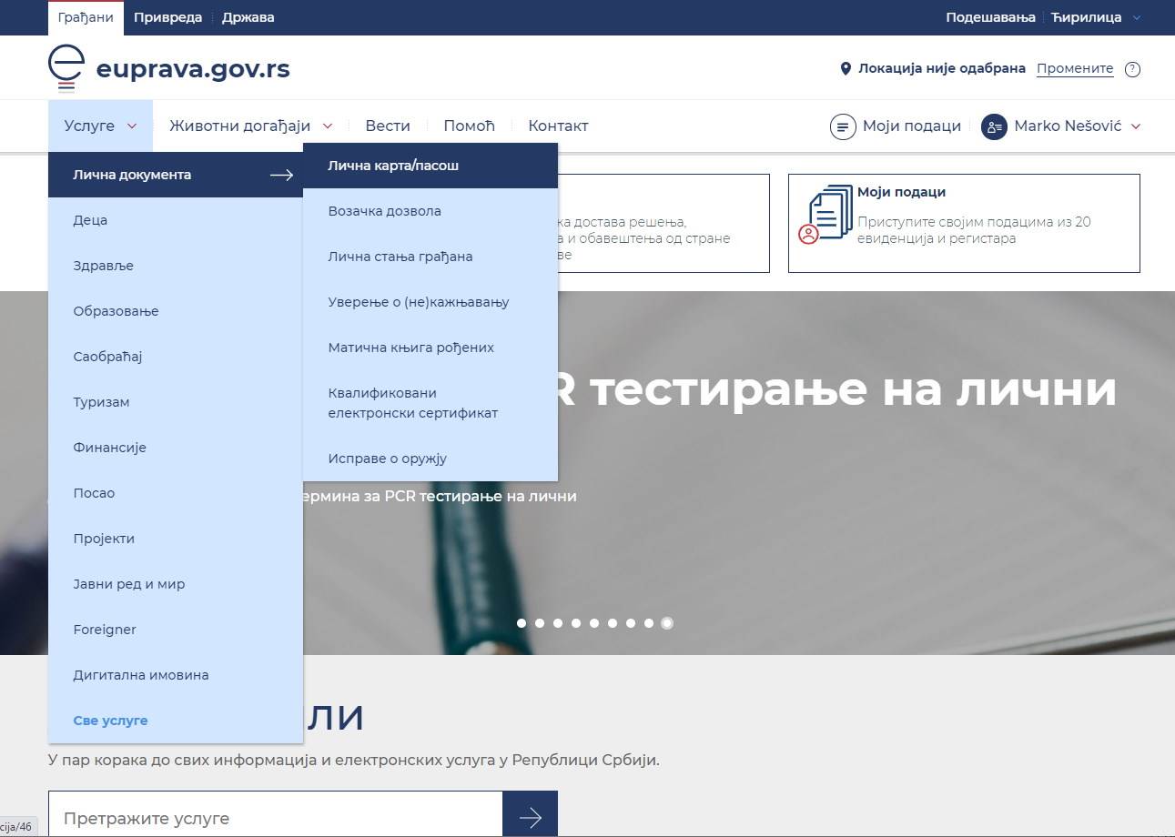 Odabir opcije za promenu dokumenata.jpeg - SmartLife / eUprava   Odabir opcije za promenu dokumenata.jpeg - SmartLife / eUprava