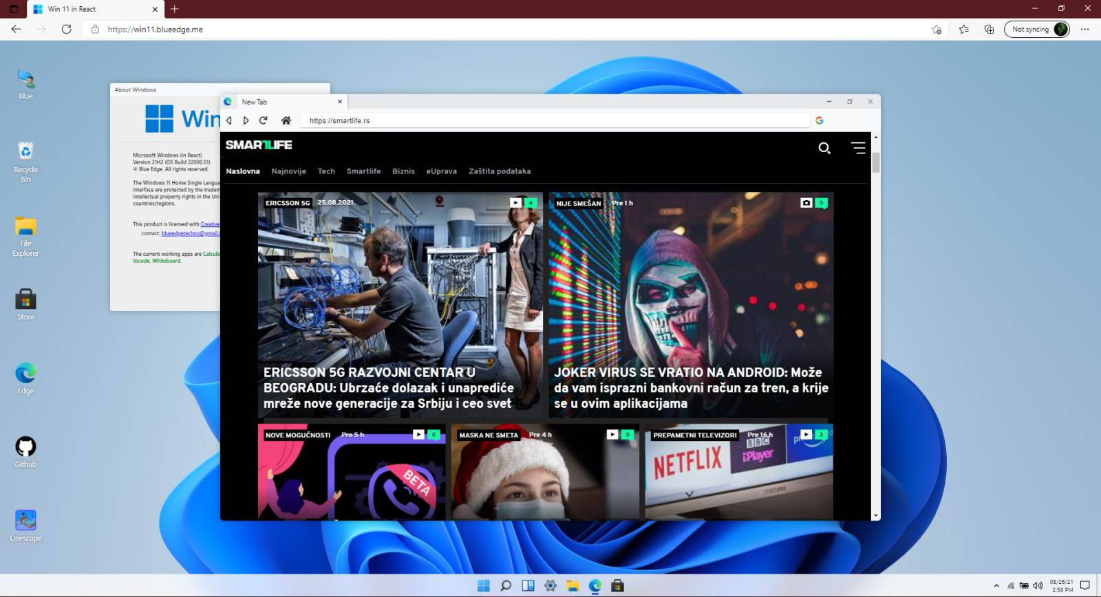  Windows 11 Edge browser - SmartLife / Blue Edge / Printscreen 