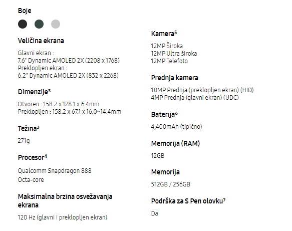  Z Fold3 specifikacije - SmartLife / Samsung 