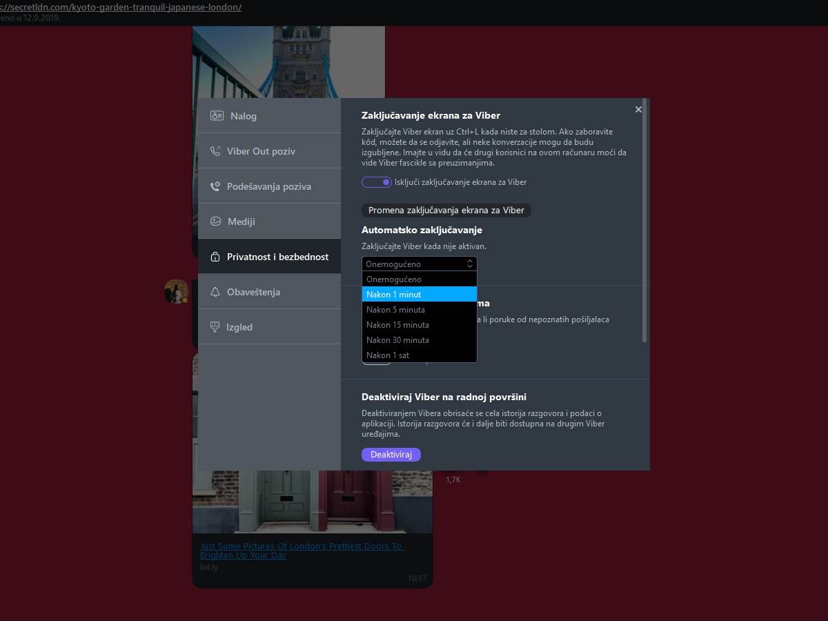  Kako zaključati Viber Desktop aplikaciju 6 