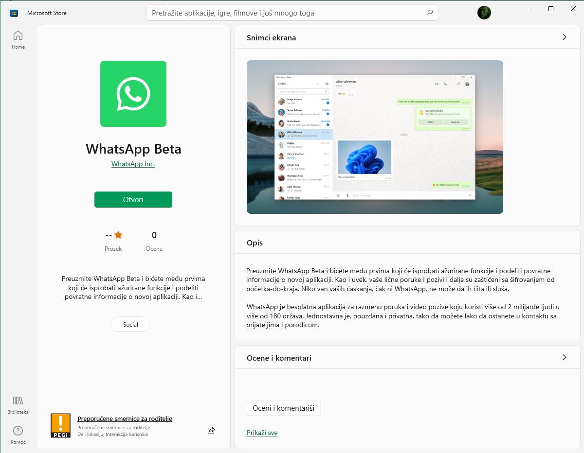  WhatsApp Beta u Microsoft Store - SmartLife / Marko Nešović 