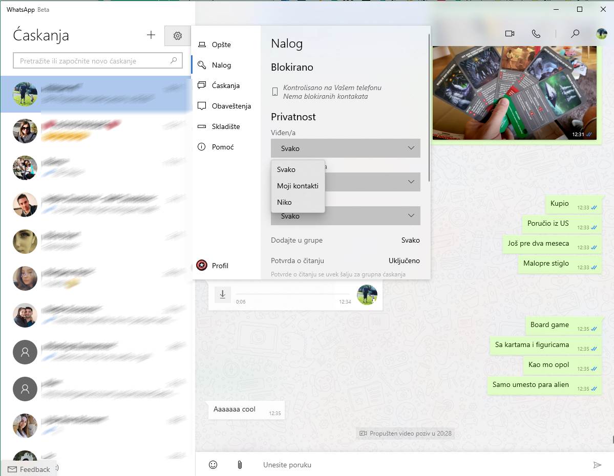  WhatsApp Beta opcije privatnosti - SmartLife / Marko Nešović 