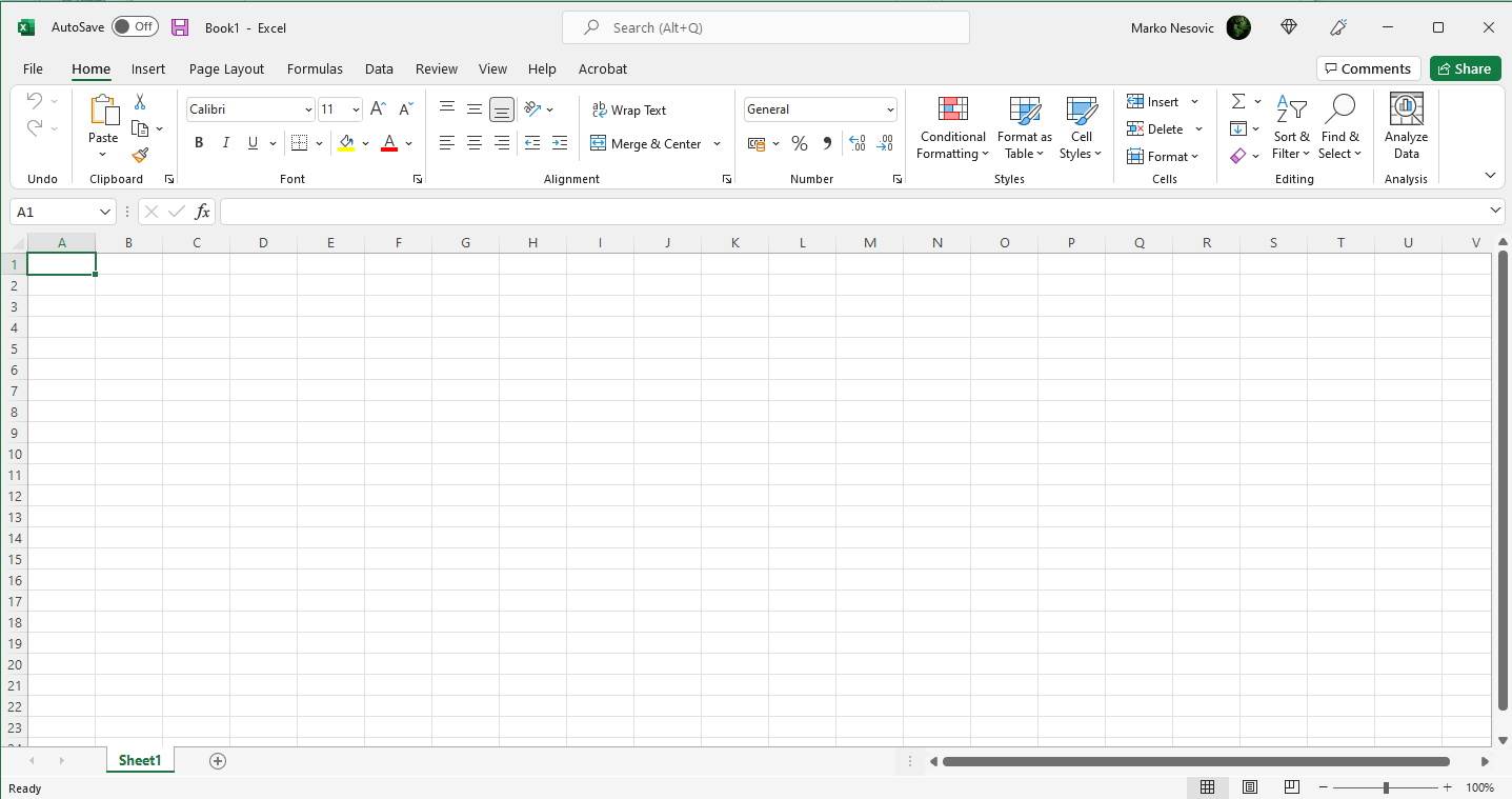  Excel novi izgled prozora - SmartLife / Marko Nešović / Office 365 / Printscreen 