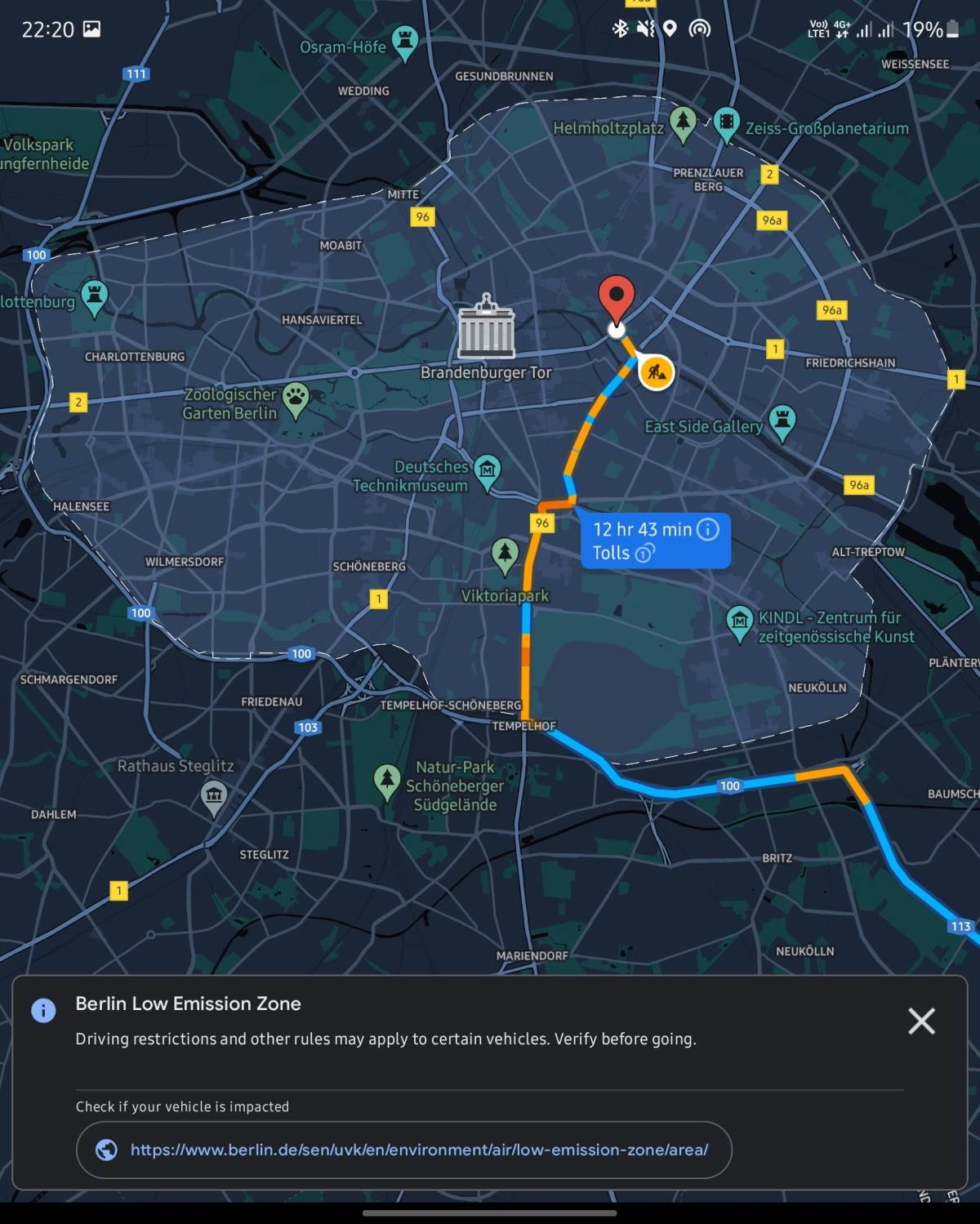  Dodatne informacije o ruti - zona niske emisije štenih gasova - SmartLife / Marko Nešović / Google Maps 