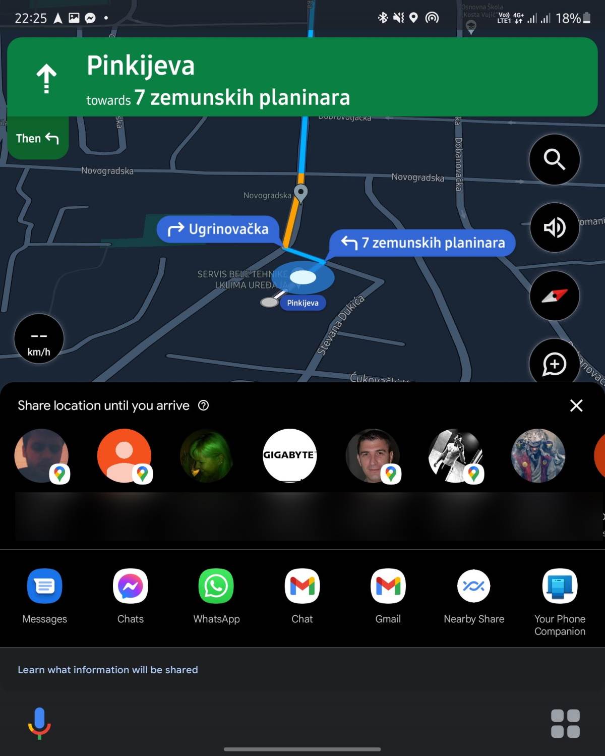  Android meni za deljenje lokacije - SmartLife / Marko Nešović / Google Maps 