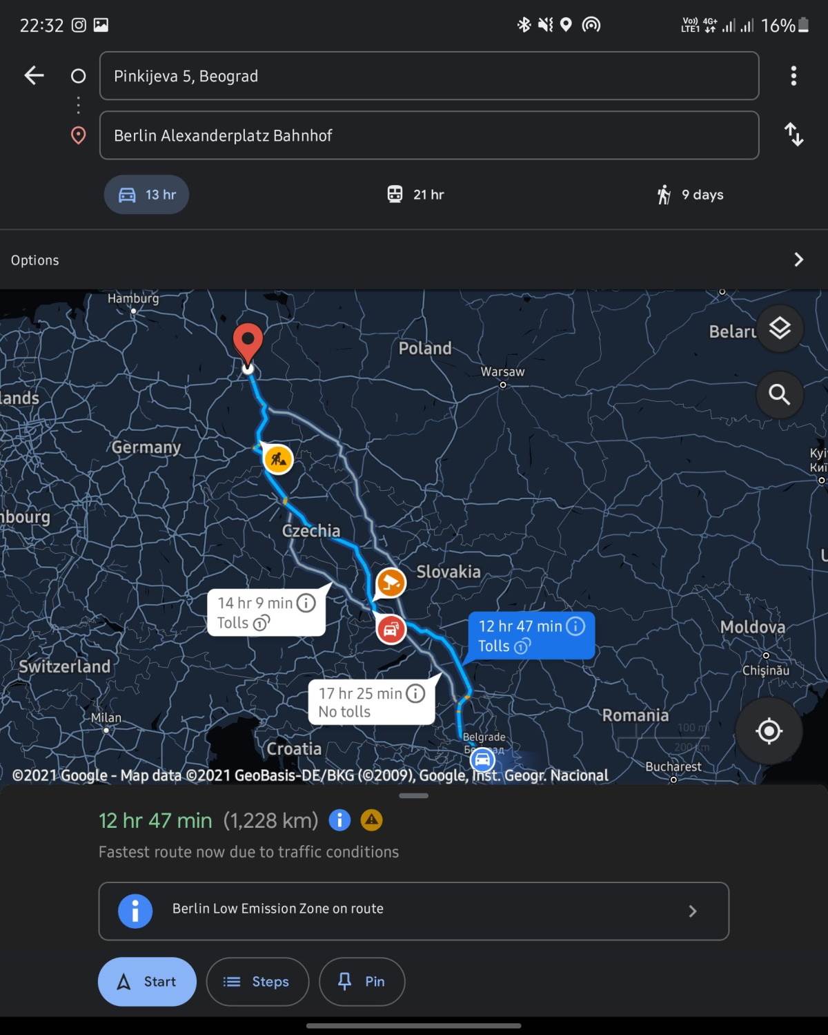 Odabrana putanja do destinacije na Google Maps - SmartLife / Marko Nešović / Google Maps   Odabrana putanja do destinacije na Google Maps - SmartLife / Marko Nešović / Google Maps
