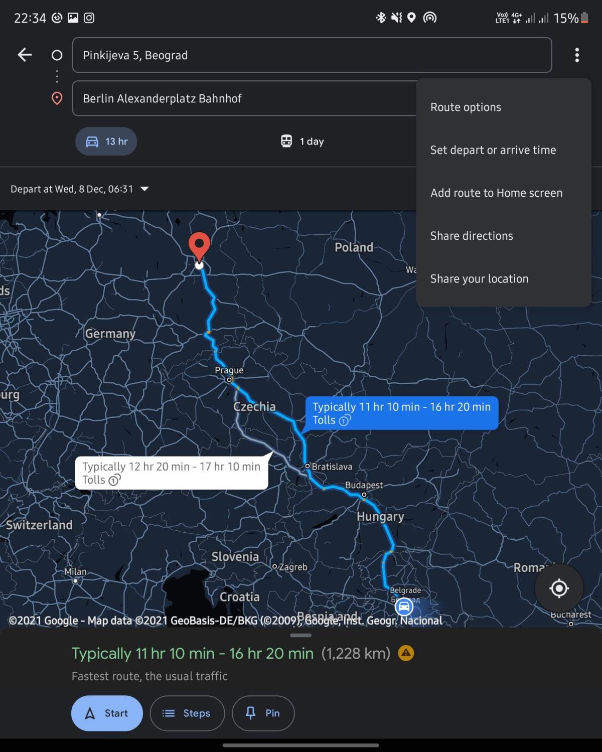 Odaberite vreme polaska ili dolaska u opcijama - SmartLife / Marko Nešović / Google Maps   Odaberite vreme polaska ili dolaska u opcijama - SmartLife / Marko Nešović / Google Maps