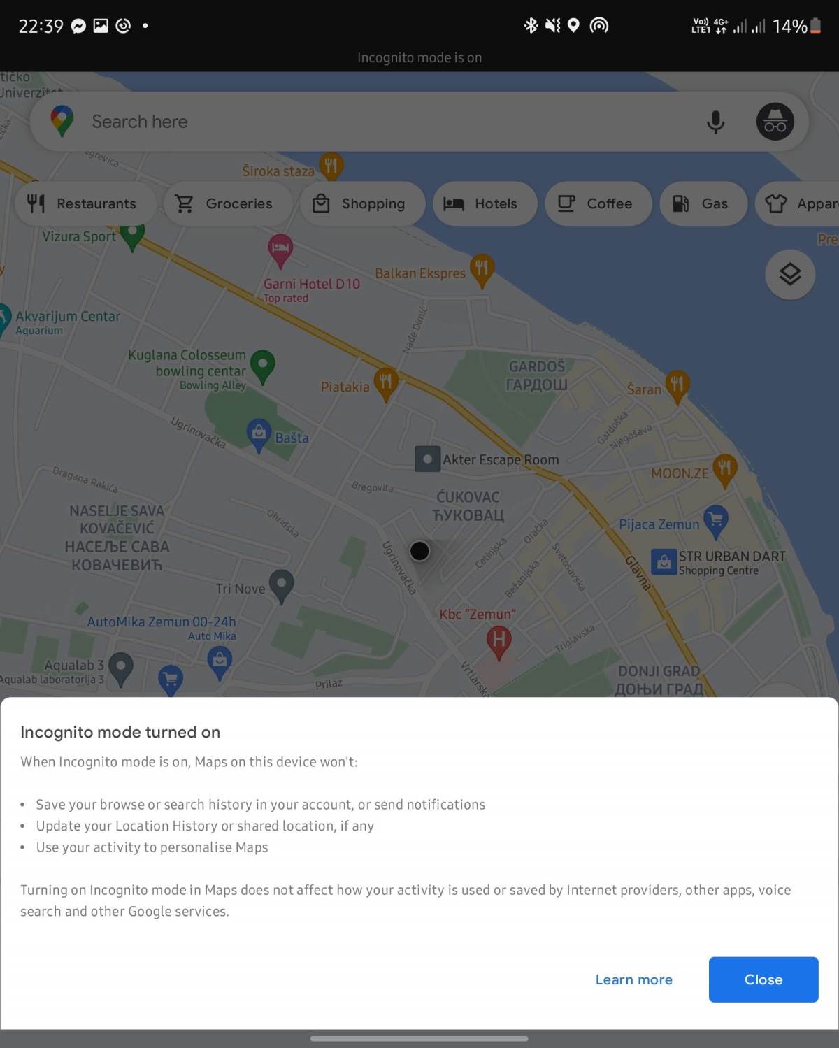  Aktivacija Incognito režima u Google Maps - SmartLife / Marko Nešović / Google Maps 