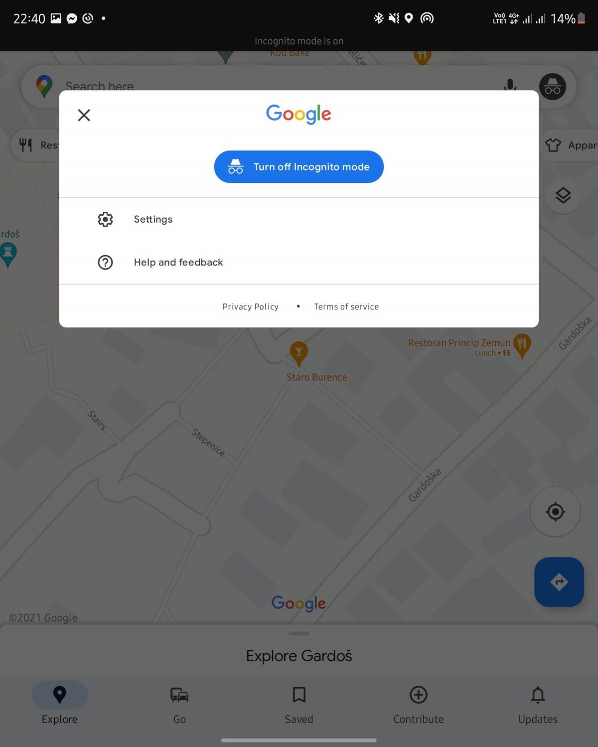 Aktivni Incognito režim   Aktivni Incognito režim