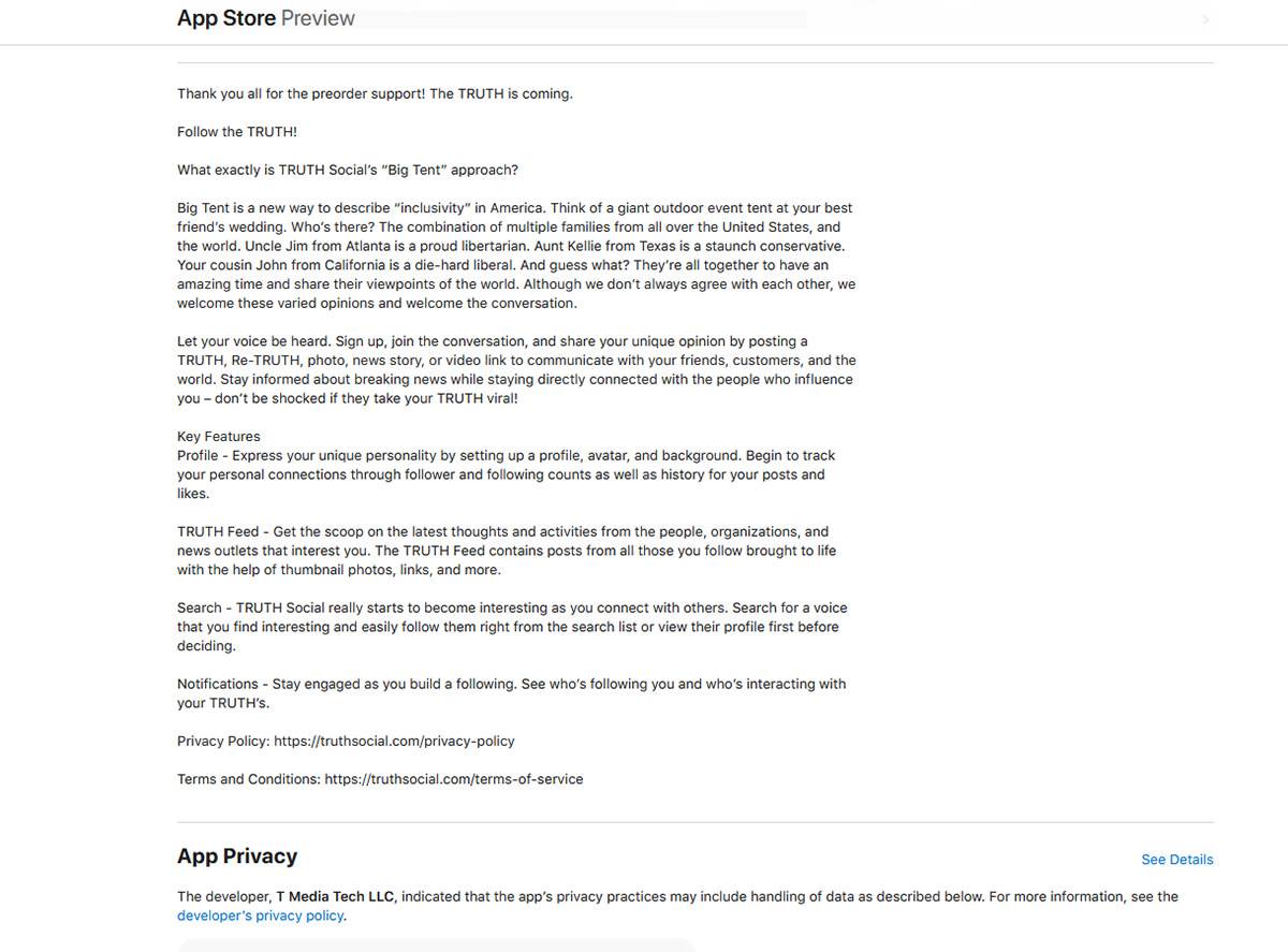  Truth Social, Trampova društvena mreža - Smart Life/ App Store 