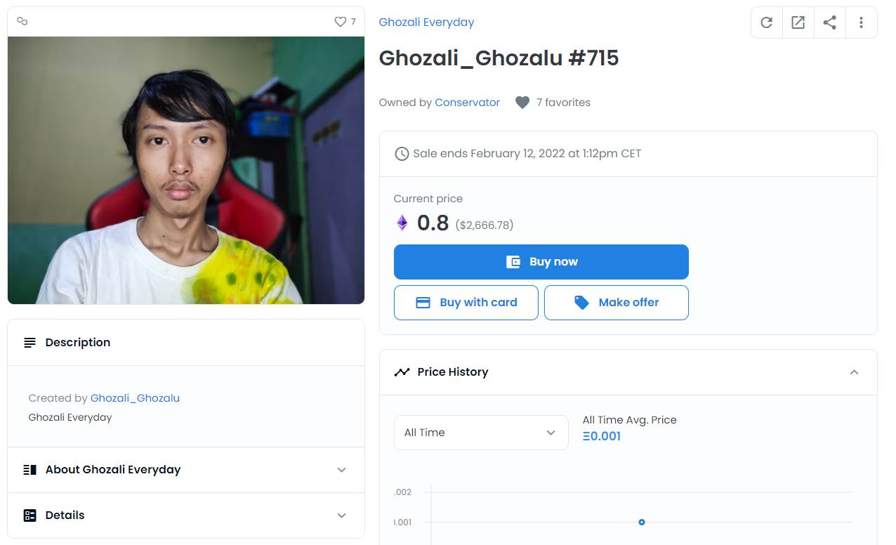  Ghozali_Ghozalu selfi #715 - SmartLife / OpenSea / Ghozali_Ghozalu / Printscreen 