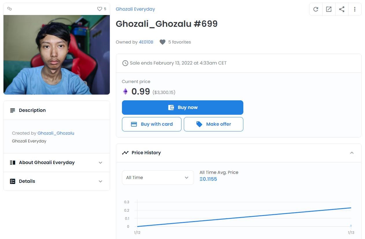  Ghozali_Ghozalu selfi #699 - SmartLife / OpenSea / Ghozali_Ghozalu / Printscreen 