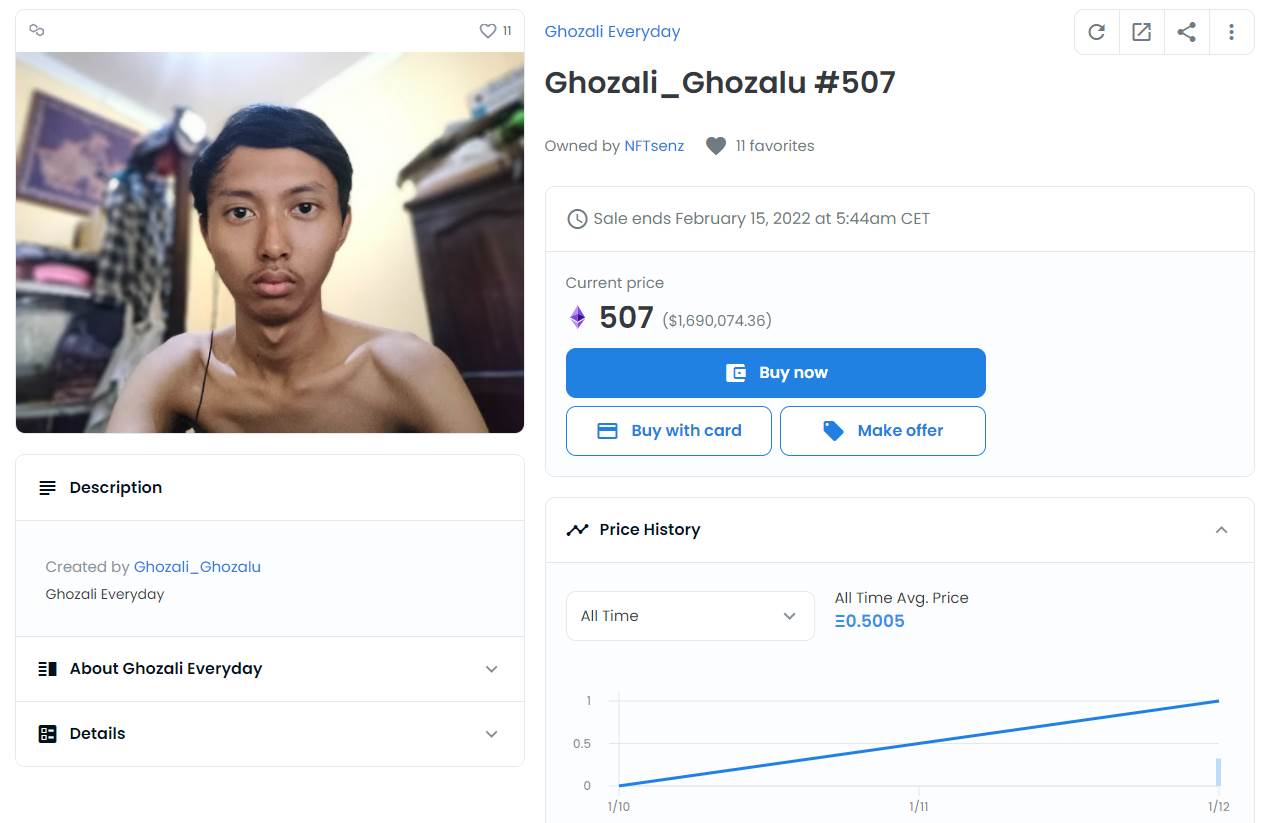  Ghozali_Ghozalu selfi #507 - SmartLife / OpenSea / Ghozali_Ghozalu / Printscreen 