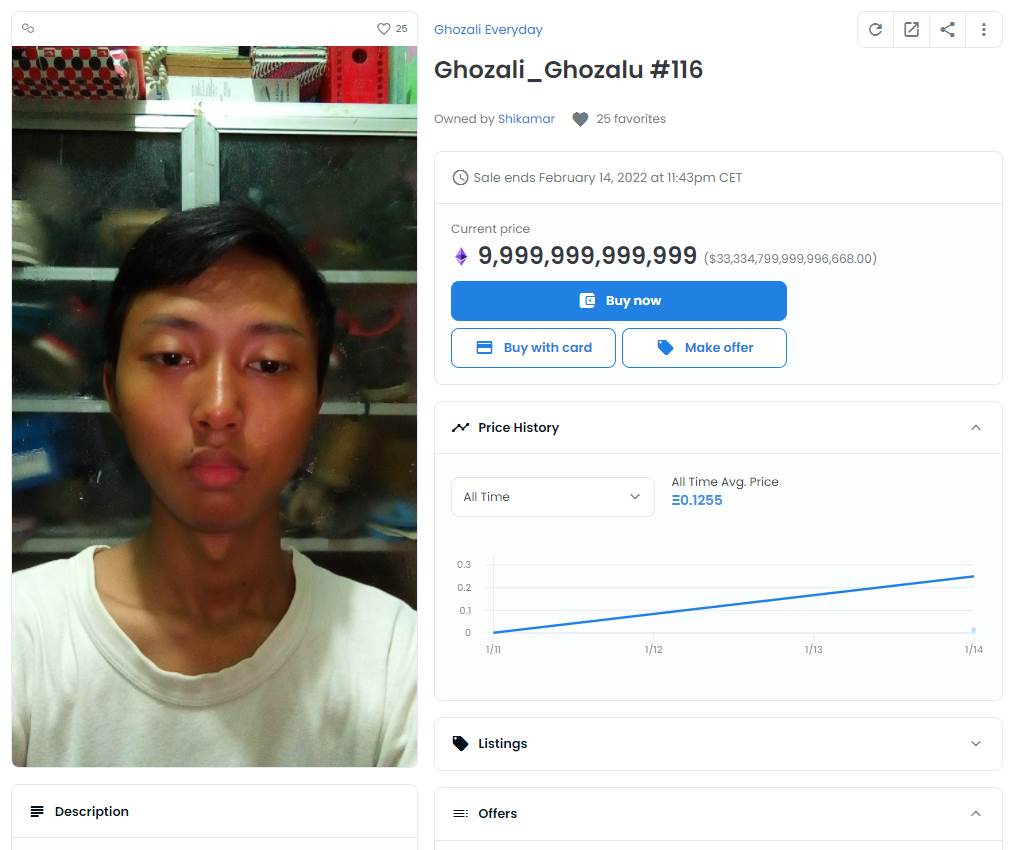  Ghozali_Ghozalu selfi #116 - SmartLife / OpenSea / Ghozali_Ghozalu / Printscreen 