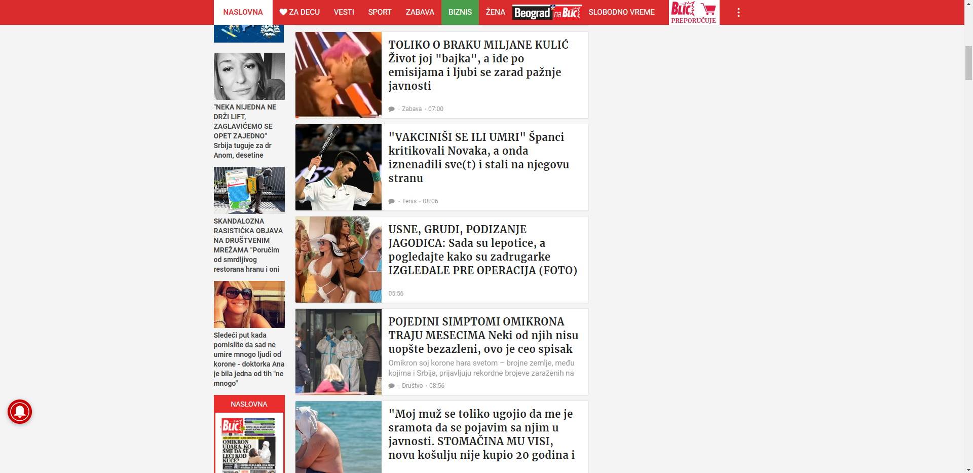 Sajt Blic.rs bez reklama sa aktivnim AdBlockPlus - SmartLife / Blic.rs / Printscreen 