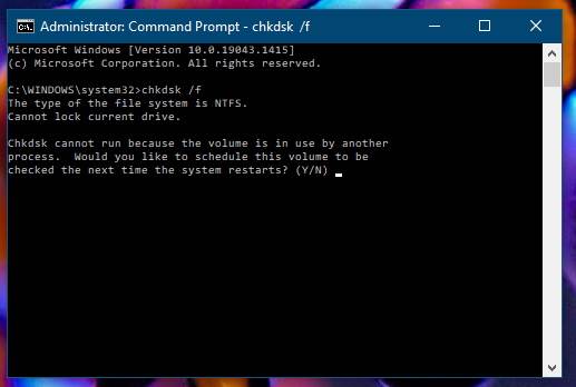 CHKDSK alat u Command Prompt prozoru CHKDSK alat u Command Prompt prozoru