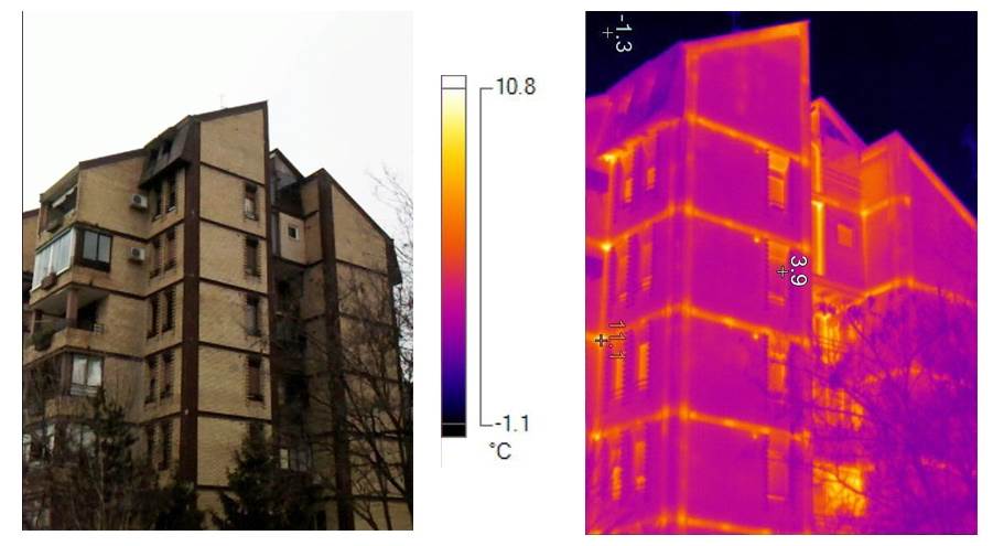 Naselje Cerak vinogradi gde se na zgradi vidi da loša međuspratna konstrukcija i stara stolarija gube previše toplote - Centar za unapređenje životne sredine 